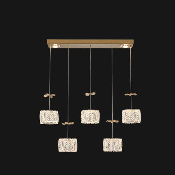 Modern Crystal Raindrop Cylinder Petal Chandelier