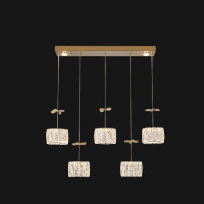 Modern Crystal Raindrop Cylinder Petal Chandelier