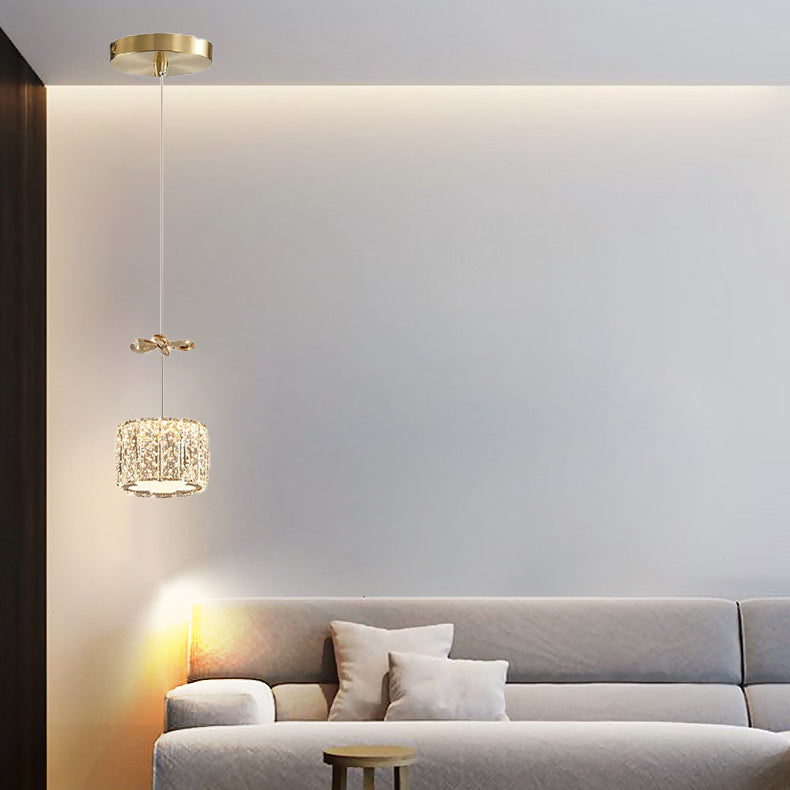 Modern Crystal Raindrop Cylinder Petal Chandelier