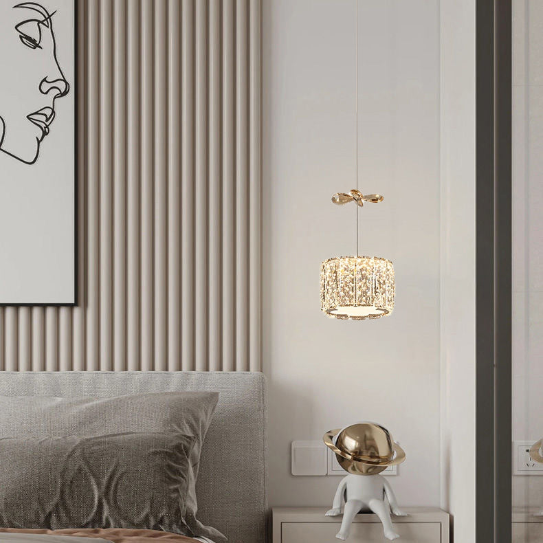 Modern Crystal Raindrop Cylinder Petal Chandelier