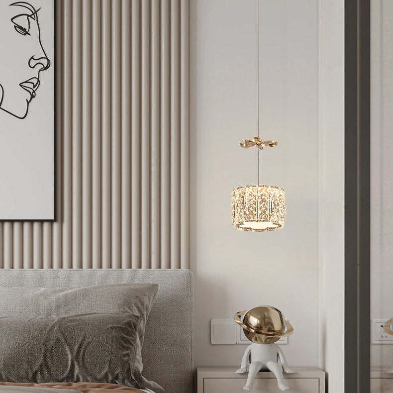 Modern Crystal Raindrop Cylinder Petal Chandelier