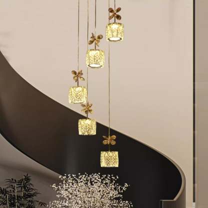 Modern Crystal Raindrop Cylinder Petal Chandelier — 1(No Spotlight) / Infinitely Dimmable / Chrome - 110V-120V For US/CA