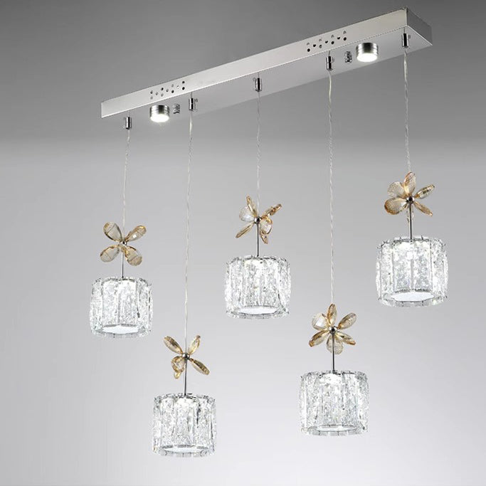 Modern Crystal Raindrop Cylinder Petal Chandelier