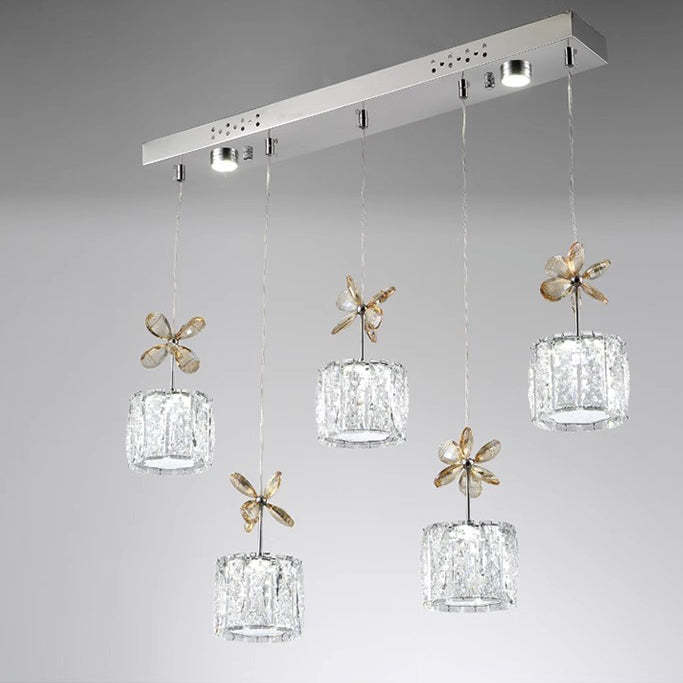 Modern Crystal Raindrop Cylinder Petal Chandelier