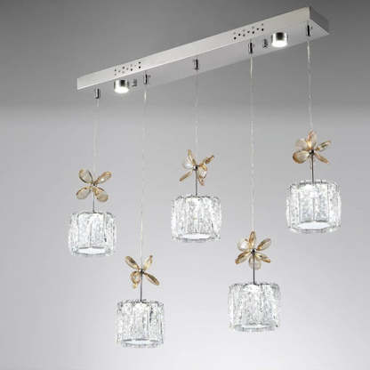 Modern Crystal Raindrop Cylinder Petal Chandelier