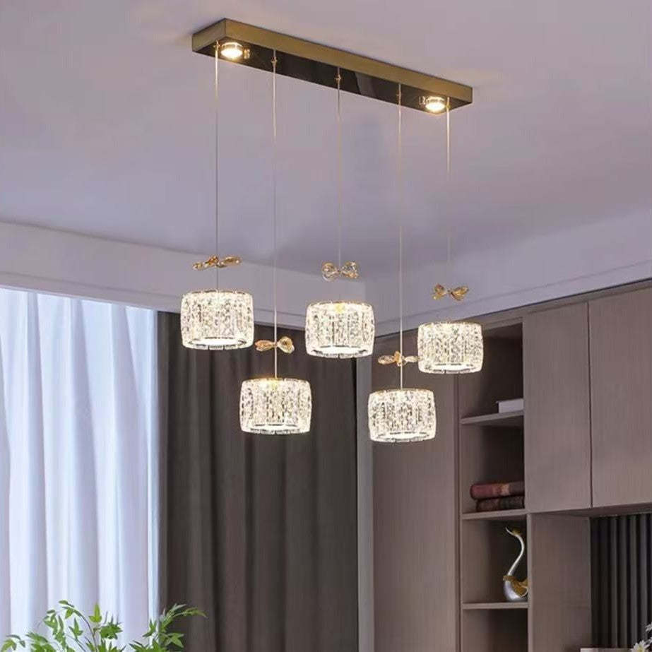 Modern Crystal Raindrop Cylinder Petal Chandelier