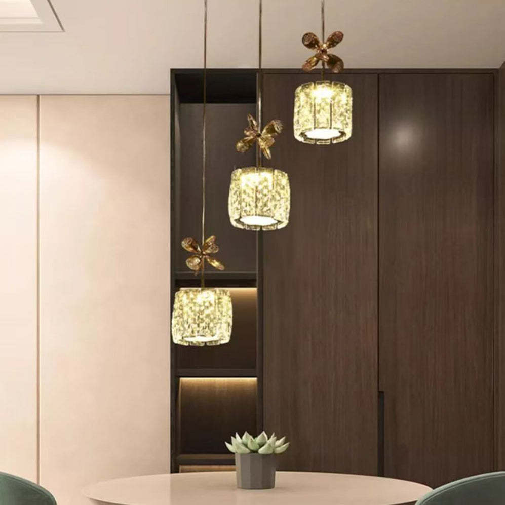 Modern Crystal Raindrop Cylinder Petal Chandelier