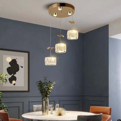 Modern Crystal Raindrop Cylinder Petal Chandelier — 1(No Spotlight) / Infinitely Dimmable / Chrome - 220V-240V For UK/AU