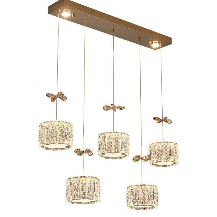 Modern Crystal Raindrop Cylinder Petal Chandelier