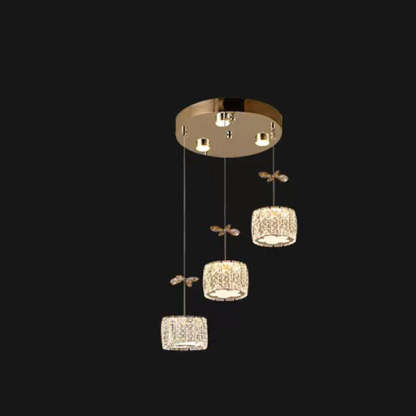 Modern Crystal Raindrop Cylinder Petal Chandelier