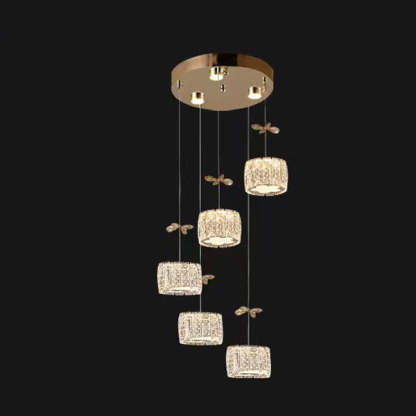 Modern Crystal Raindrop Cylinder Petal Chandelier