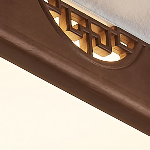 Chinese Rubberwood Metal Acrylic Square Flush Mount Light