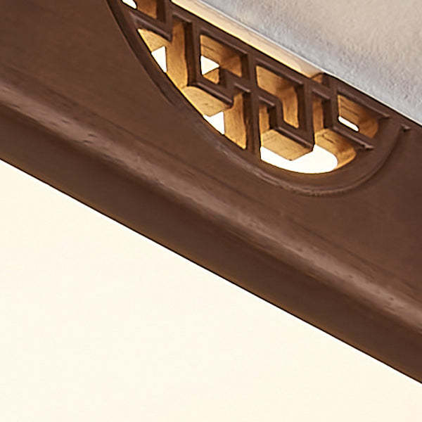 Chinese Rubberwood Metal Acrylic Square Flush Mount Light