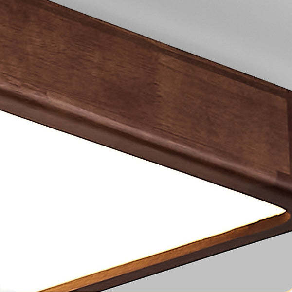 Chinese Rubberwood Metal Acrylic Square Flush Mount Light