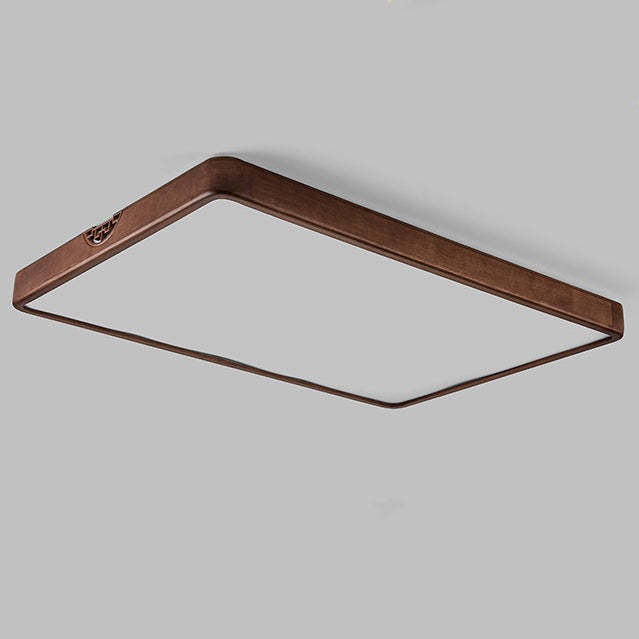Chinese Rubberwood Metal Acrylic Square Flush Mount Light