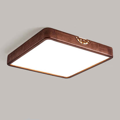 Chinese Rubberwood Metal Acrylic Square Flush Mount Light