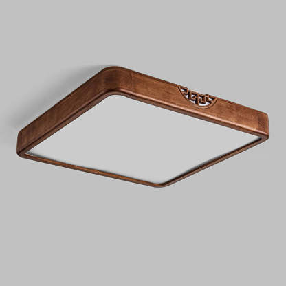 Chinese Rubberwood Metal Acrylic Square Flush Mount Light