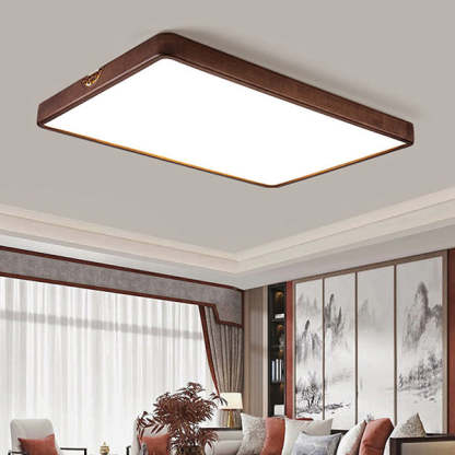Chinese Rubberwood Metal Acrylic Square Flush Mount Light