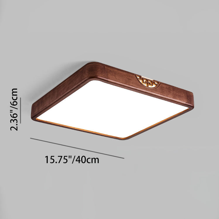 Chinese Rubberwood Metal Acrylic Square Flush Mount Light