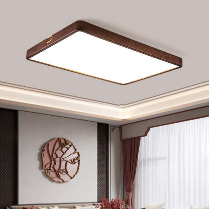 Chinese Rubberwood Metal Acrylic Square Flush Mount Light
