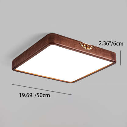 Chinese Rubberwood Metal Acrylic Square Flush Mount Light
