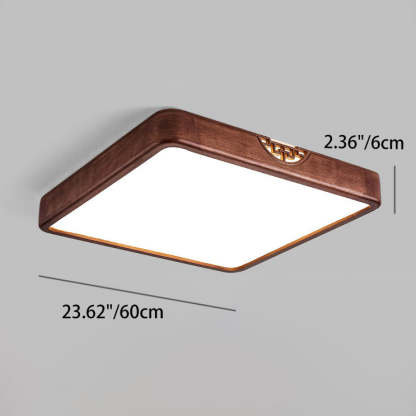 Chinese Rubberwood Metal Acrylic Square Flush Mount Light