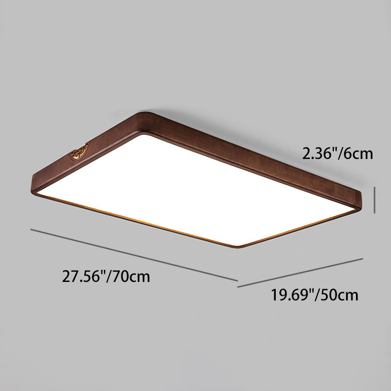 Chinese Rubberwood Metal Acrylic Square Flush Mount Light