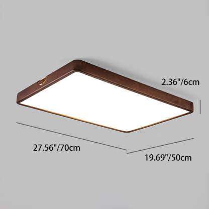 Chinese Rubberwood Metal Acrylic Square Flush Mount Light