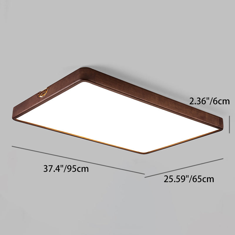 Chinese Rubberwood Metal Acrylic Square Flush Mount Light