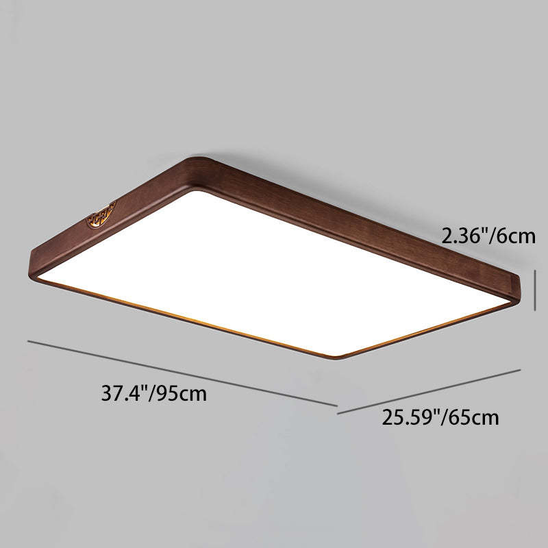 Chinese Rubberwood Metal Acrylic Square Flush Mount Light
