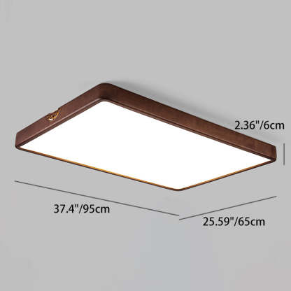 Chinese Rubberwood Metal Acrylic Square Flush Mount Light