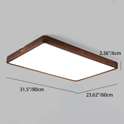 Chinese Rubberwood Metal Acrylic Square Flush Mount Light