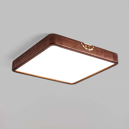 Chinese Rubberwood Metal Acrylic Square Flush Mount Light