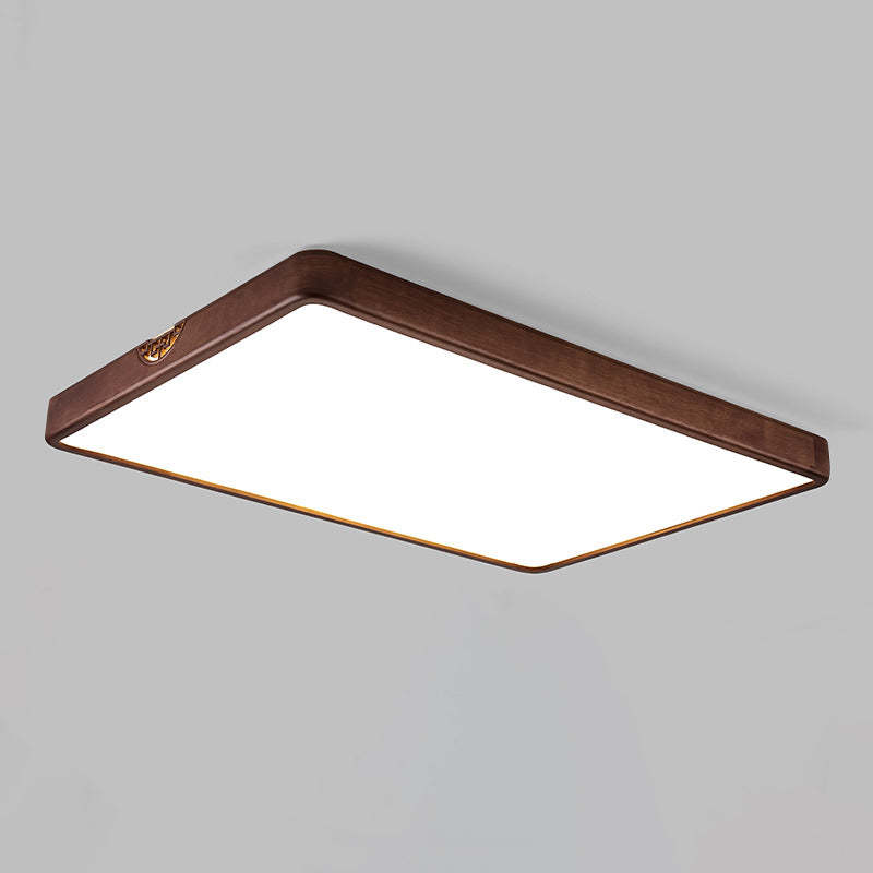 Chinese Rubberwood Metal Acrylic Square Flush Mount Light