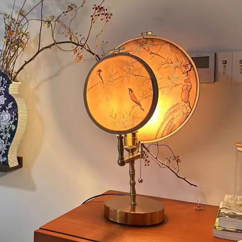 Chinese Fabric Copper Table Lamp
