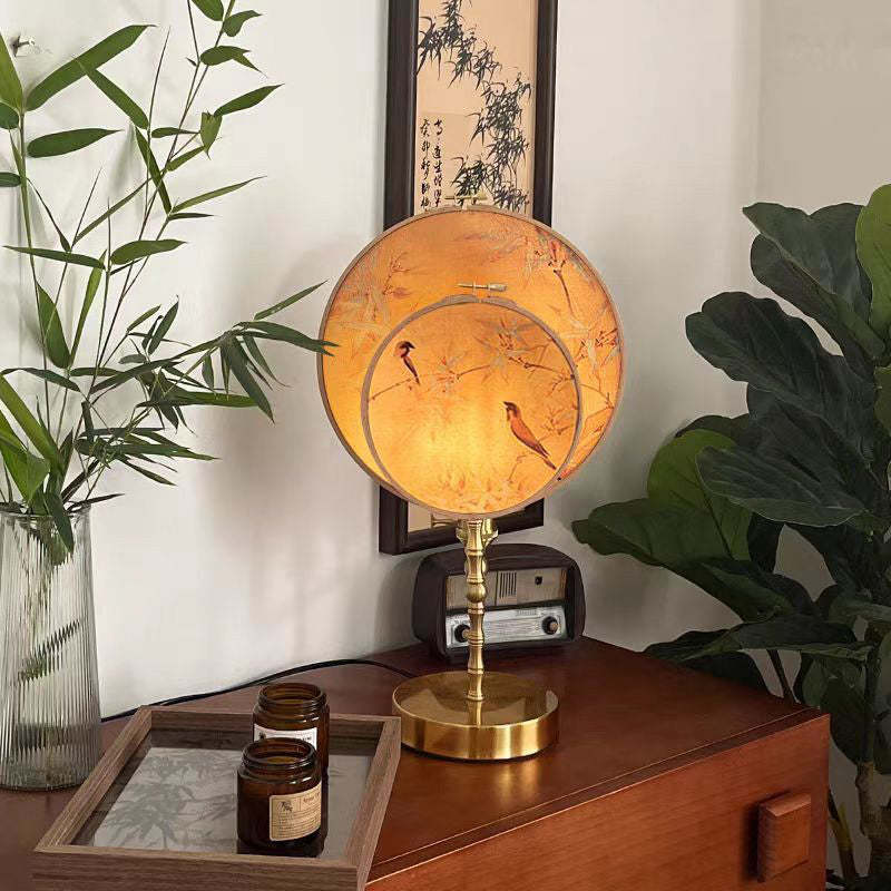 Chinese Fabric Copper Table Lamp