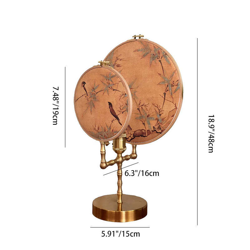 Chinese Fabric Copper Table Lamp