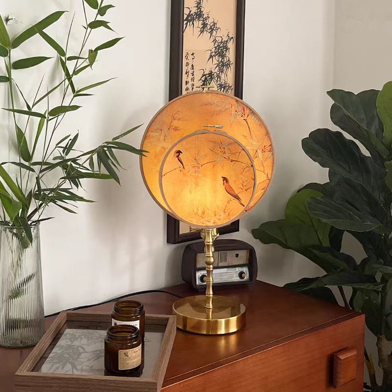 Chinese Fabric Copper Table Lamp