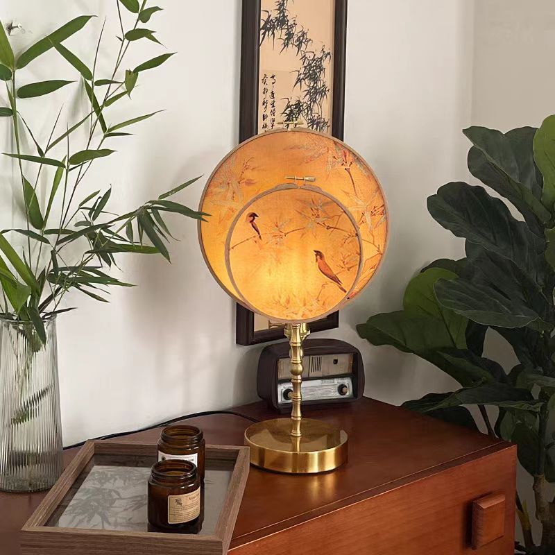 Chinese Fabric Copper Table Lamp