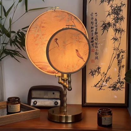 Chinese Fabric Copper Table Lamp — 220V-240V For UK/AU