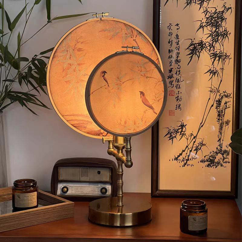 Chinese Fabric Copper Table Lamp