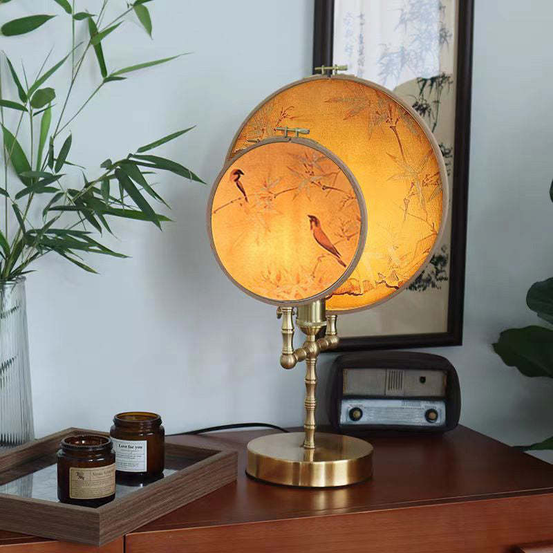 Chinese Fabric Copper Table Lamp