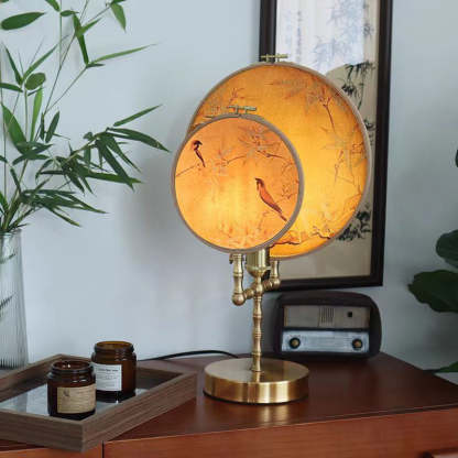 Chinese Fabric Copper Table Lamp