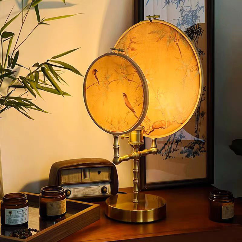 Chinese Fabric Copper Table Lamp