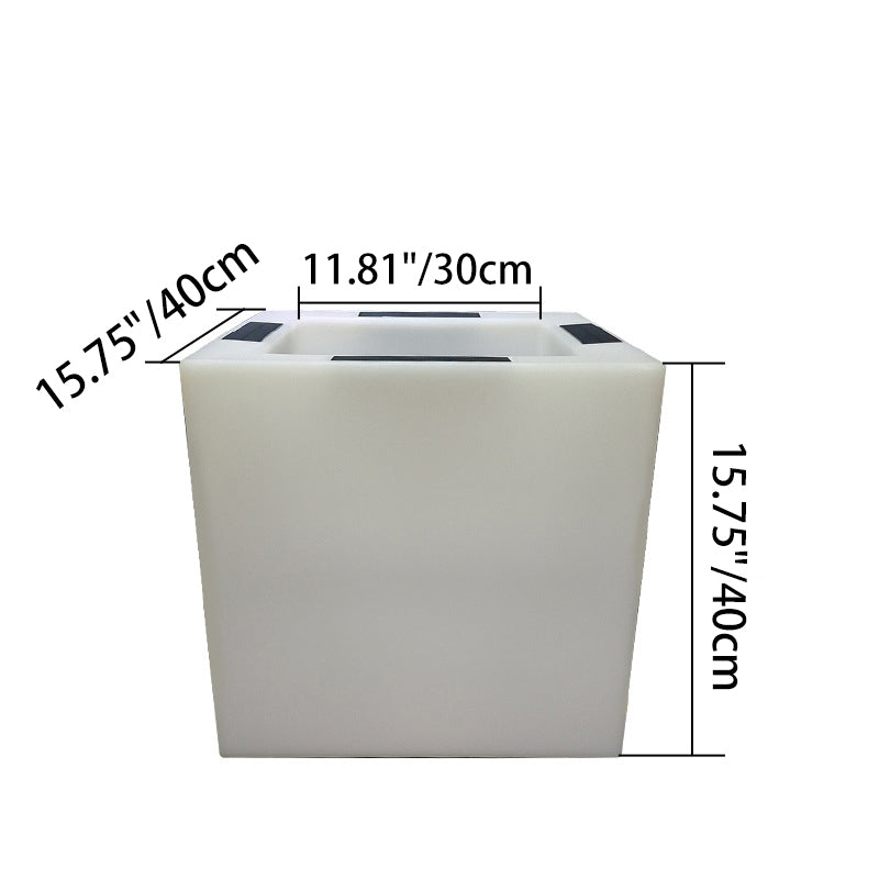 Modern Art Deco Solar Square Planter LED Landscape Light