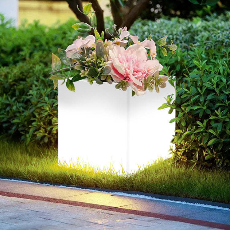 Modern Art Deco Solar Square Planter LED Landscape Light