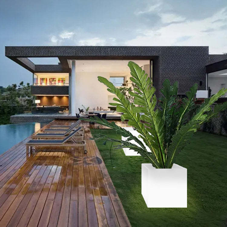 Modern Art Deco Solar Square Planter LED Landscape Light