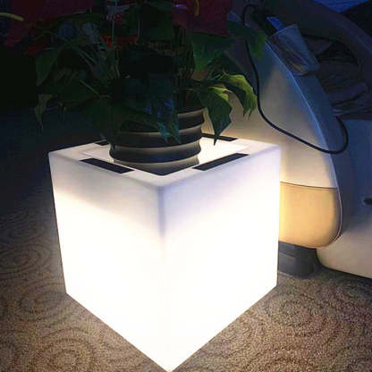 Modern Art Deco Solar Square Planter LED Landscape Light