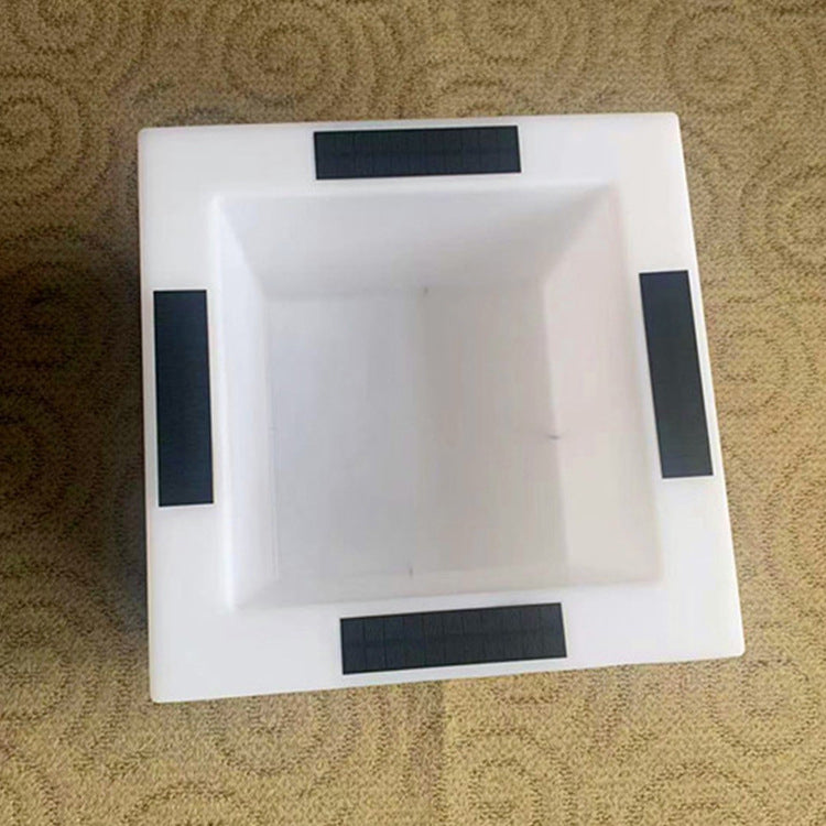 Modern Art Deco Solar Square Planter LED Landscape Light