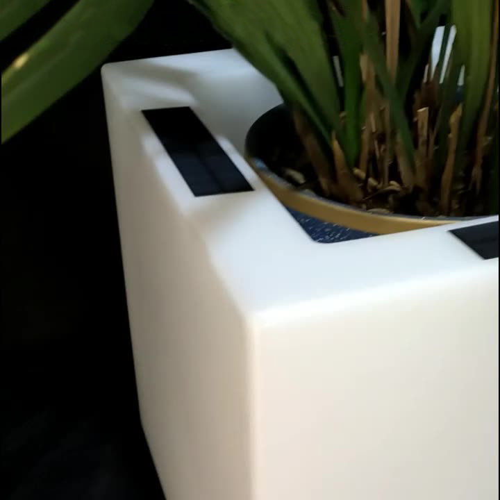 Modern Art Deco Solar Square Planter LED Landscape Light